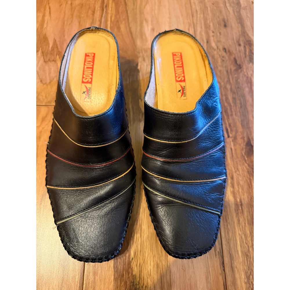 Pikolinos Women's Black Slip on Shoes with stripe detail size 39 8.5US
